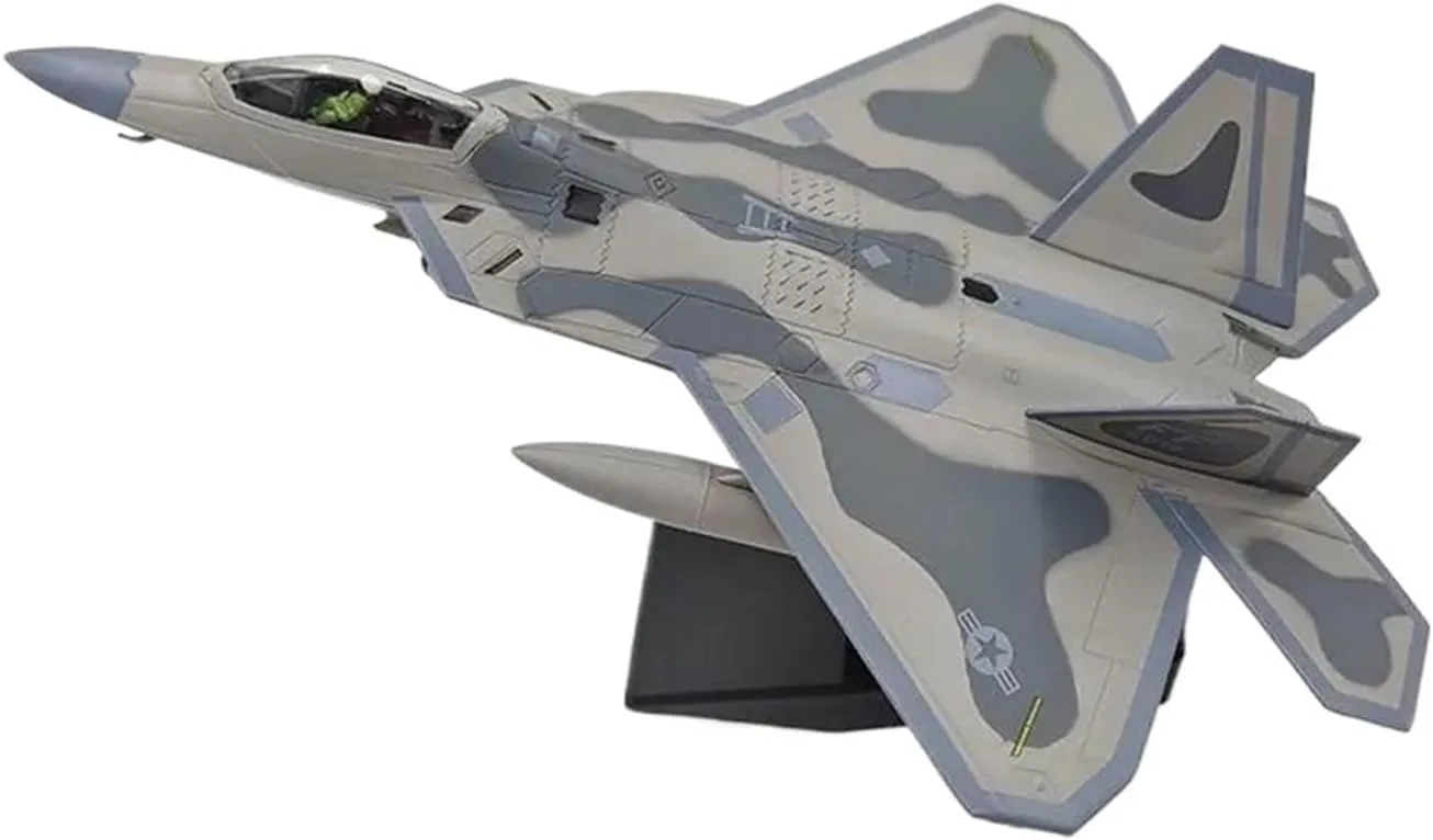 Metal Aircraft Model 1/100 Scale Military Model Toys for Lockheed F-22 Raptor Fighter Air Force Model Airplanes Aviation Enthusiasts