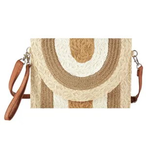 Metallic Lined Multi Color Straw Clutch Or Crossbody Bag