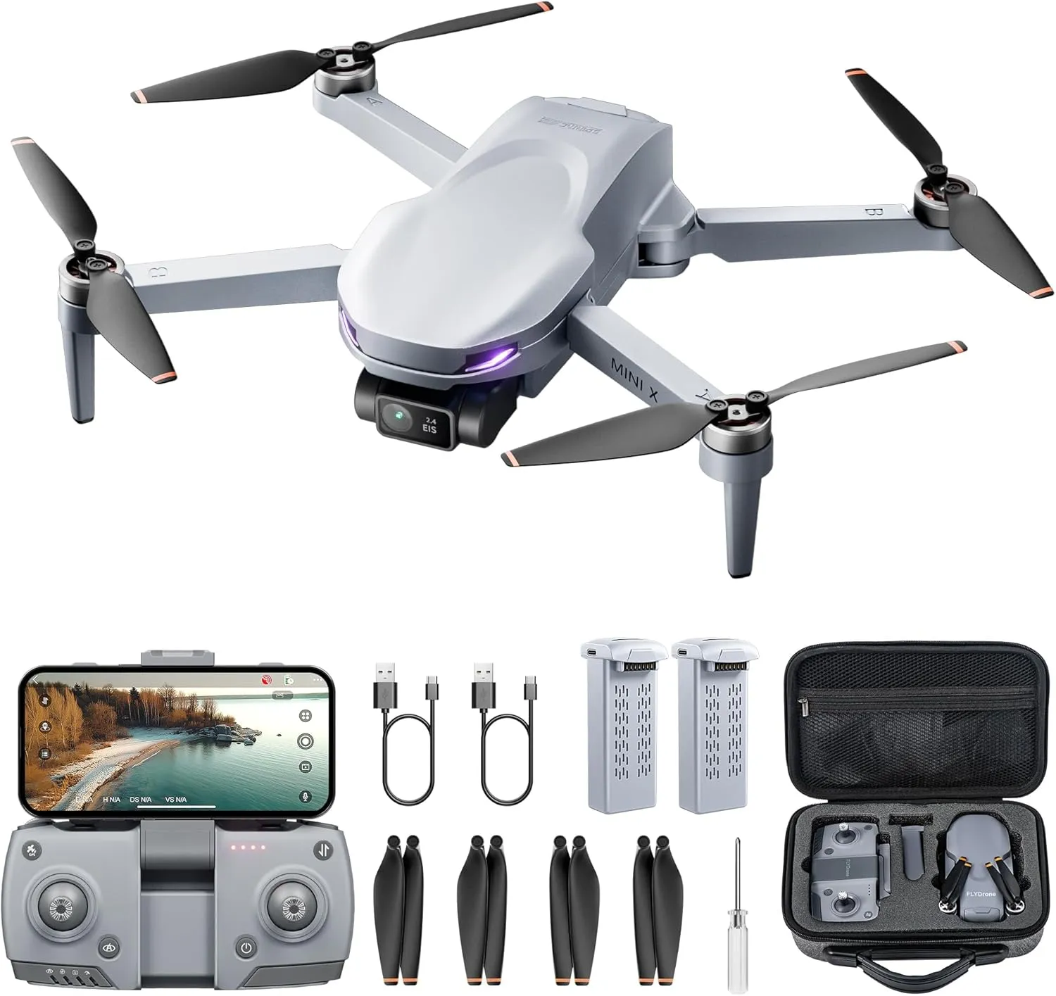 Mini X Drone with 4K Camera for Adults, 2-Axis Gimbal RC Quadcopter GPS Drone with Auto Return, 5G FPV Transmission, Wind Resistance,Follow Me,Long Flight Time and Distance, Easy Fly Gift for Beginner, Under249g