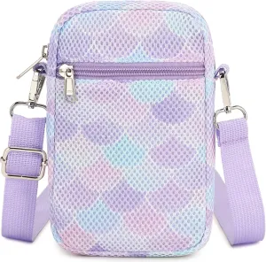 MIRLEWAIY Mini Shoulder Bag Mesh Crossbody Multifunction Phone Wallet Case Pouch Waist Bag with Adjustable Strap
