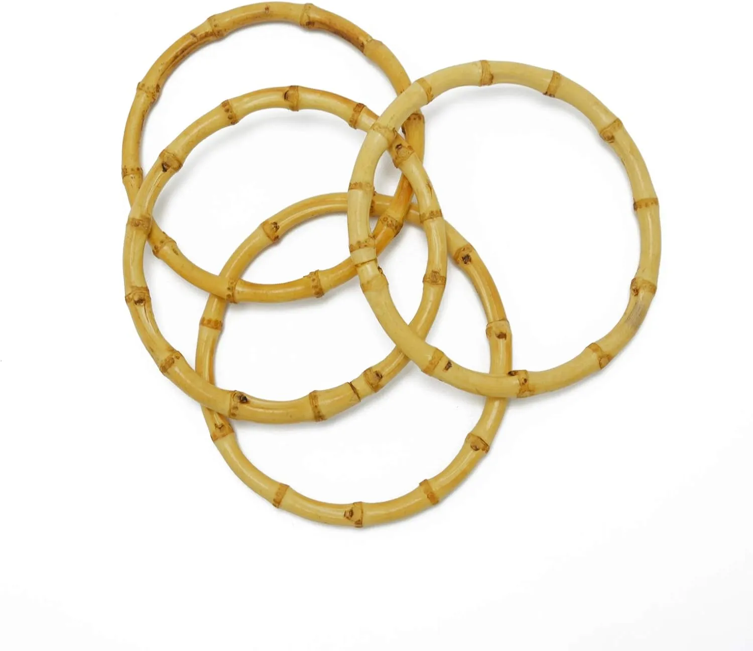 Miuco 4 PCS Round Bamboo Bag Handles Handmade Handbag Purse Making Handle Replacement for Handcrafted DIY Bags Accessories,5.12inch
