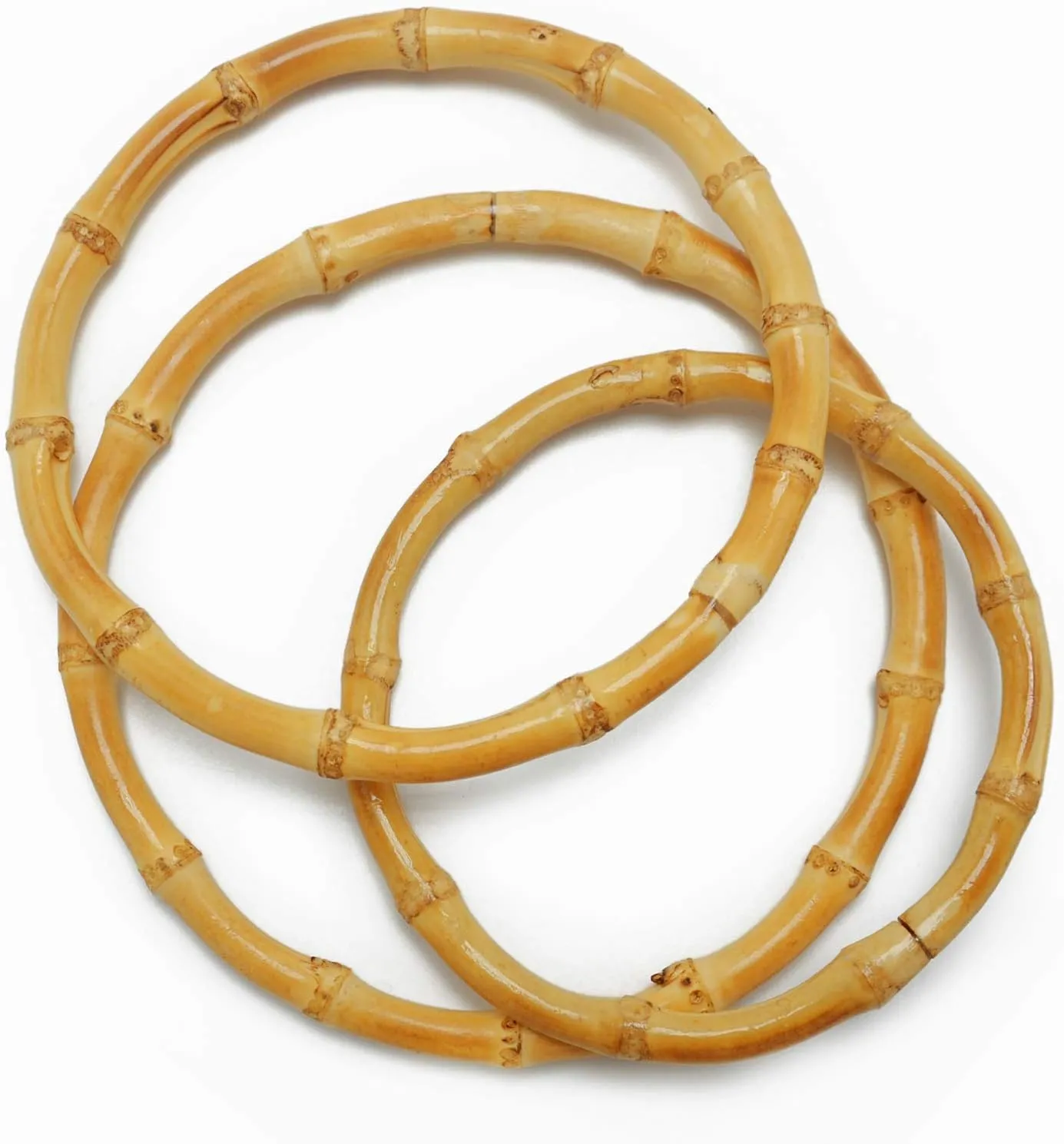 Miuco 4 PCS Round Bamboo Bag Handles Handmade Handbag Purse Making Handle Replacement for Handcrafted DIY Bags Accessories,5.12inch