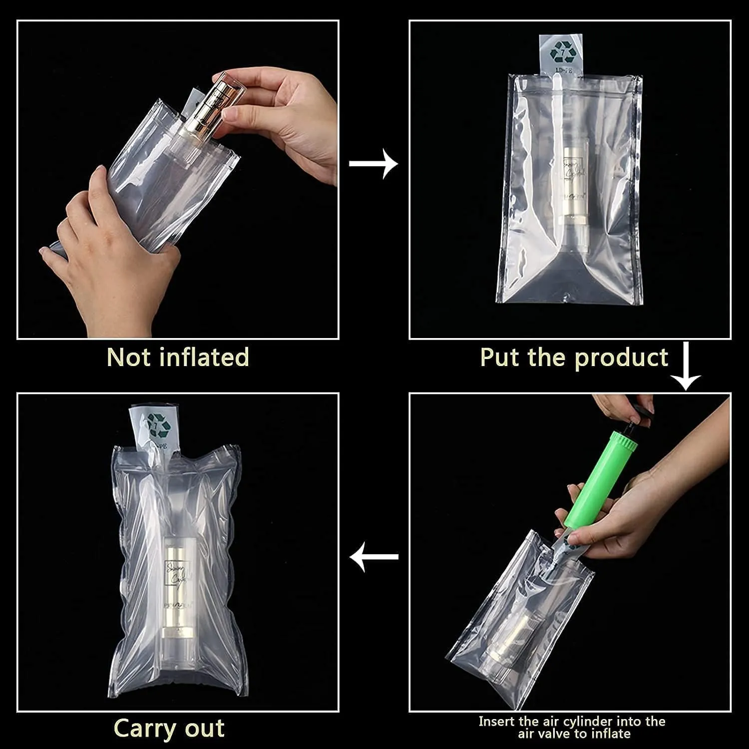 Miupoo Packaging Air Bags,Clear Plastic Inflatable Air Packaging Protector Bag with Free Pump Cushion,Air Cushion Blocking Packaging Bag,12x16 Inches,50 Pieces