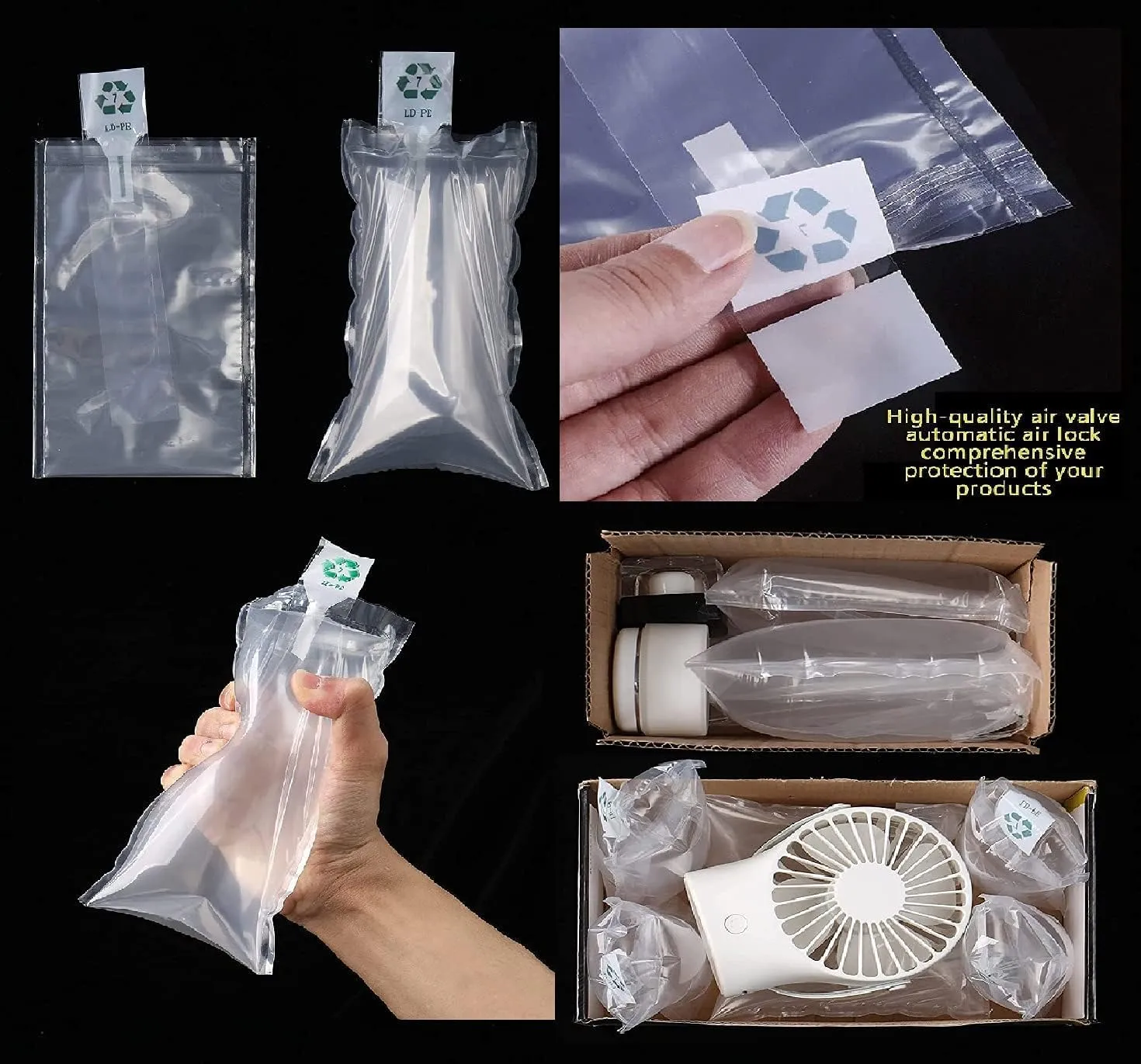 Miupoo Packaging Air Bags,Clear Plastic Inflatable Air Packaging Protector Bag with Free Pump Cushion,Air Cushion Blocking Packaging Bag,12x16 Inches,50 Pieces