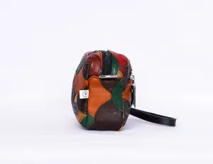 Mixed Leather Patchwork Crossbody Bag