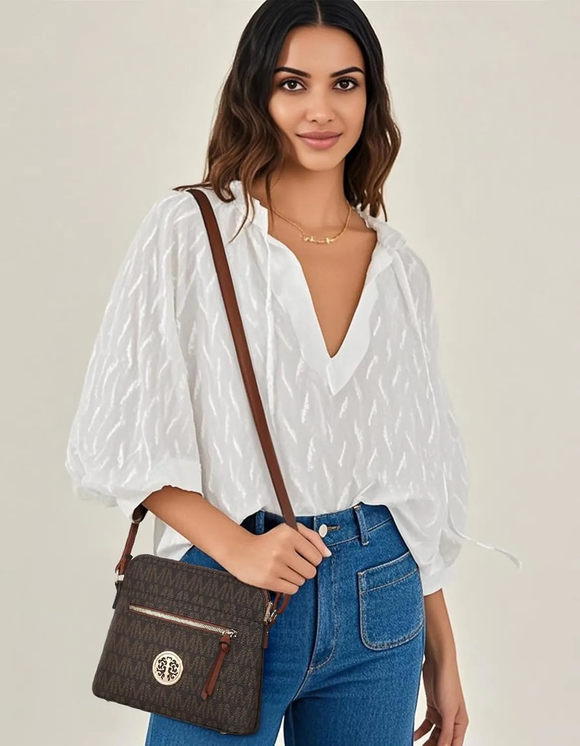 MKP COLLECTION Womens Fashion Crossbody Bag Medium Shoulder Purse with Adjustable Strap Multi Pockets for Travel Daily Use