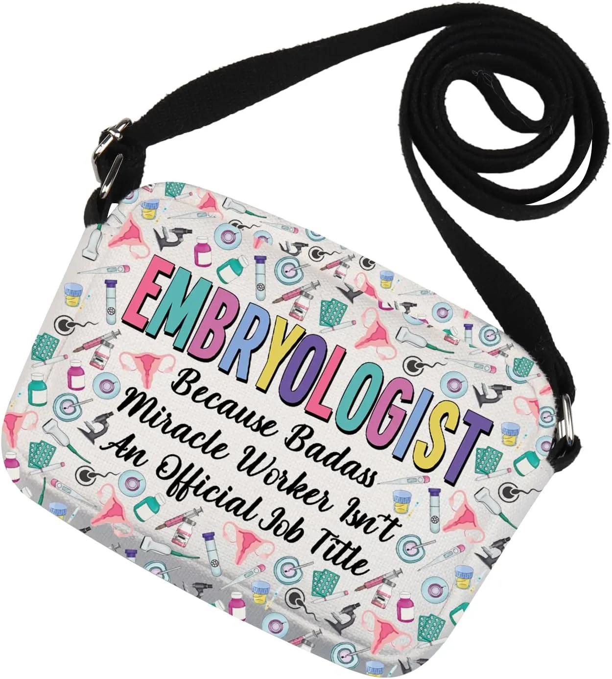 MNIGIU Funny Embryologist Gift Embryology Crossbody Bag for Fertility Specialist IVF Nurse
