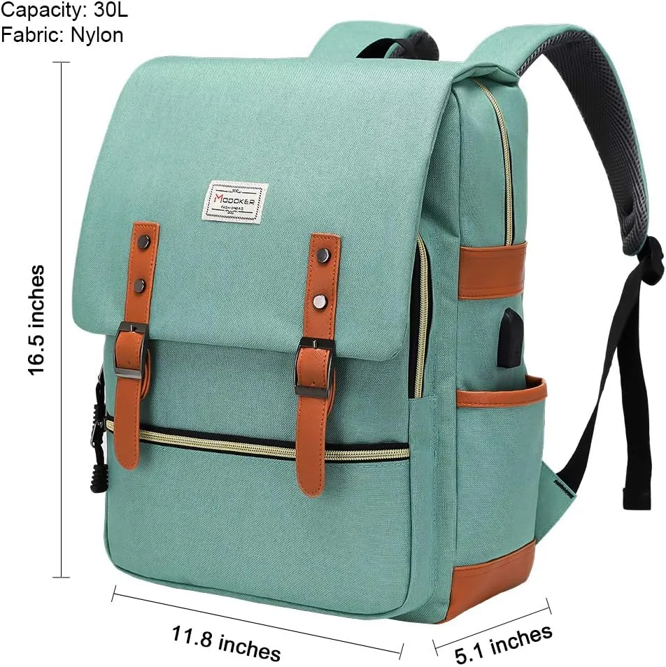 Modoker Vintage Laptop Backpack for Women Men,Travel Backpacks with USB Charging Port Fashion Backpacks