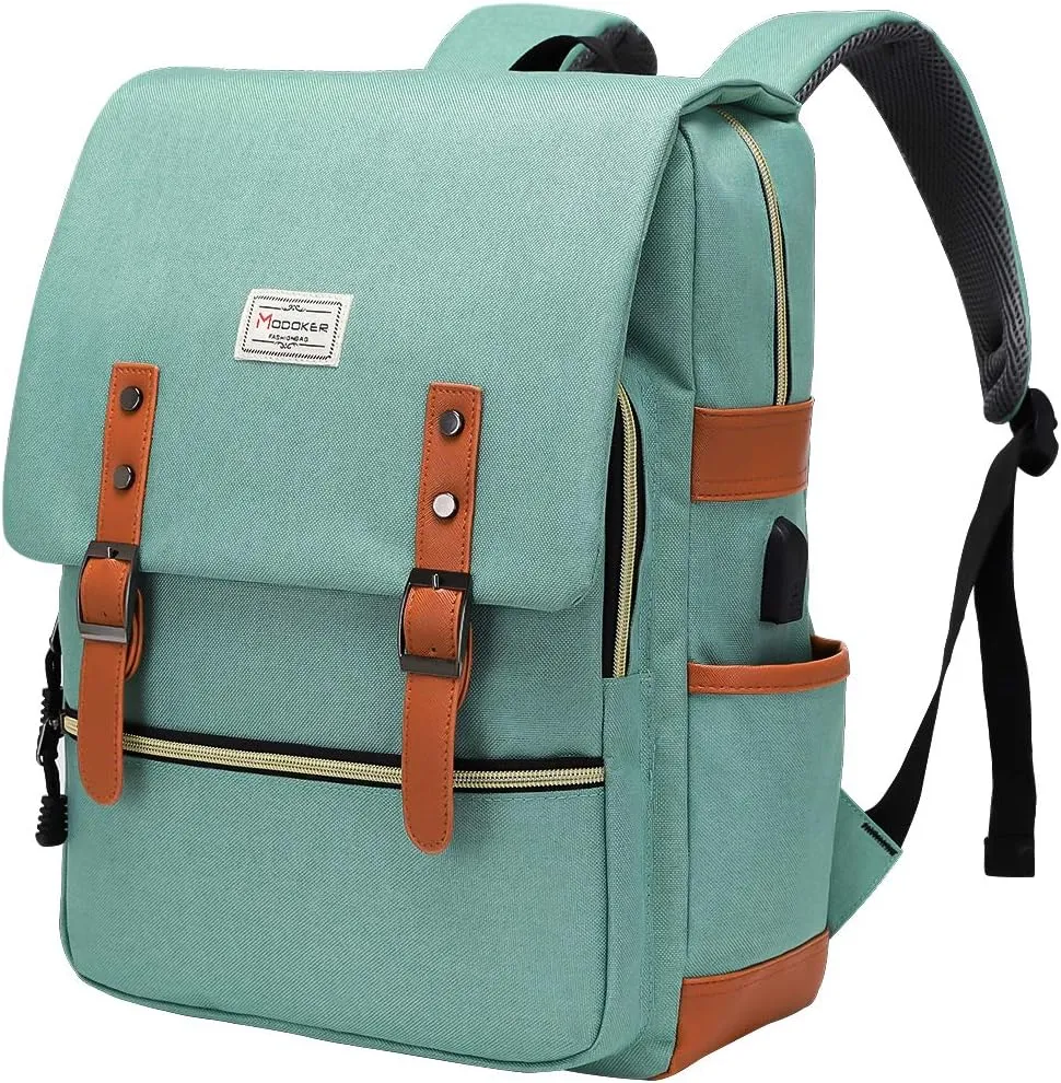 Modoker Vintage Laptop Backpack for Women Men,Travel Backpacks with USB Charging Port Fashion Backpacks