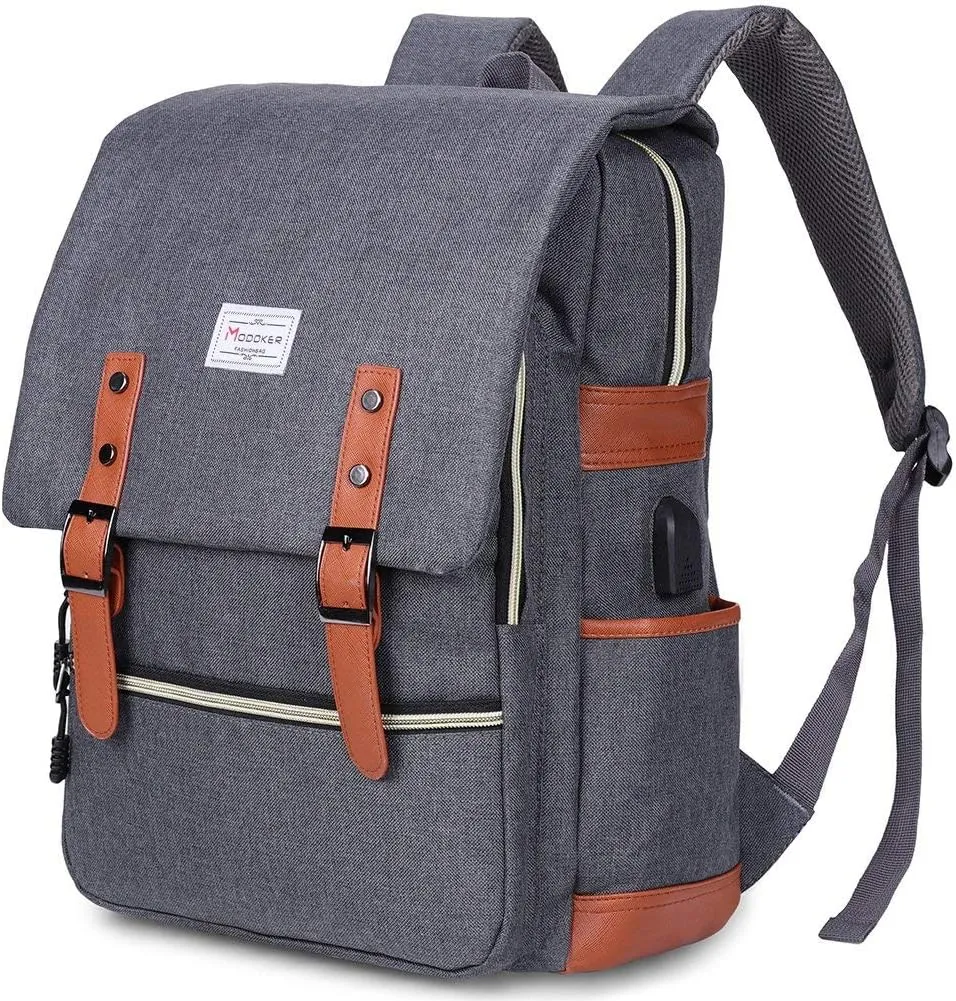 Modoker Vintage Laptop Backpack for Women Men,Travel Backpacks with USB Charging Port Fashion Backpacks