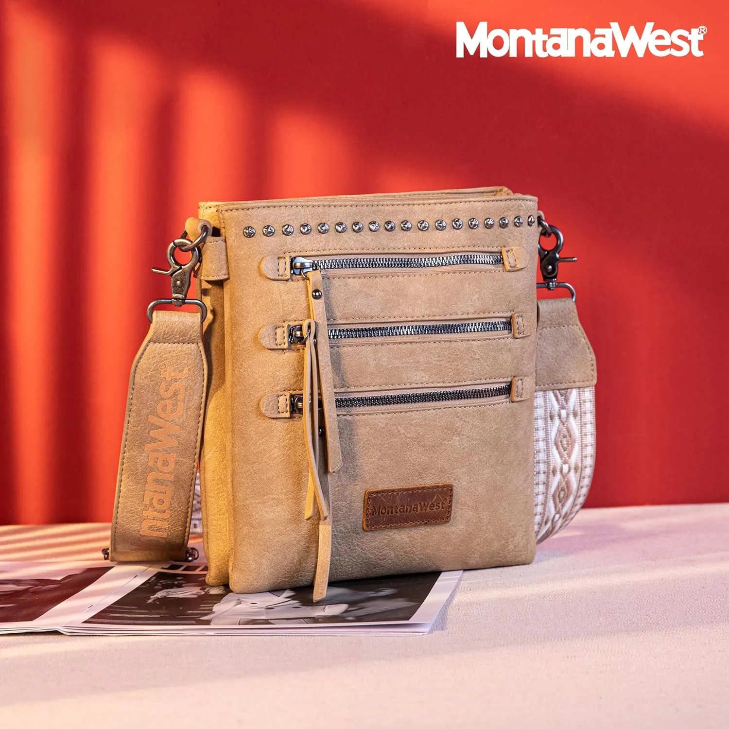 Montana West Crossbody Bags for Women Multi Pocket Cross Body Bag Purses with Guitar Strap