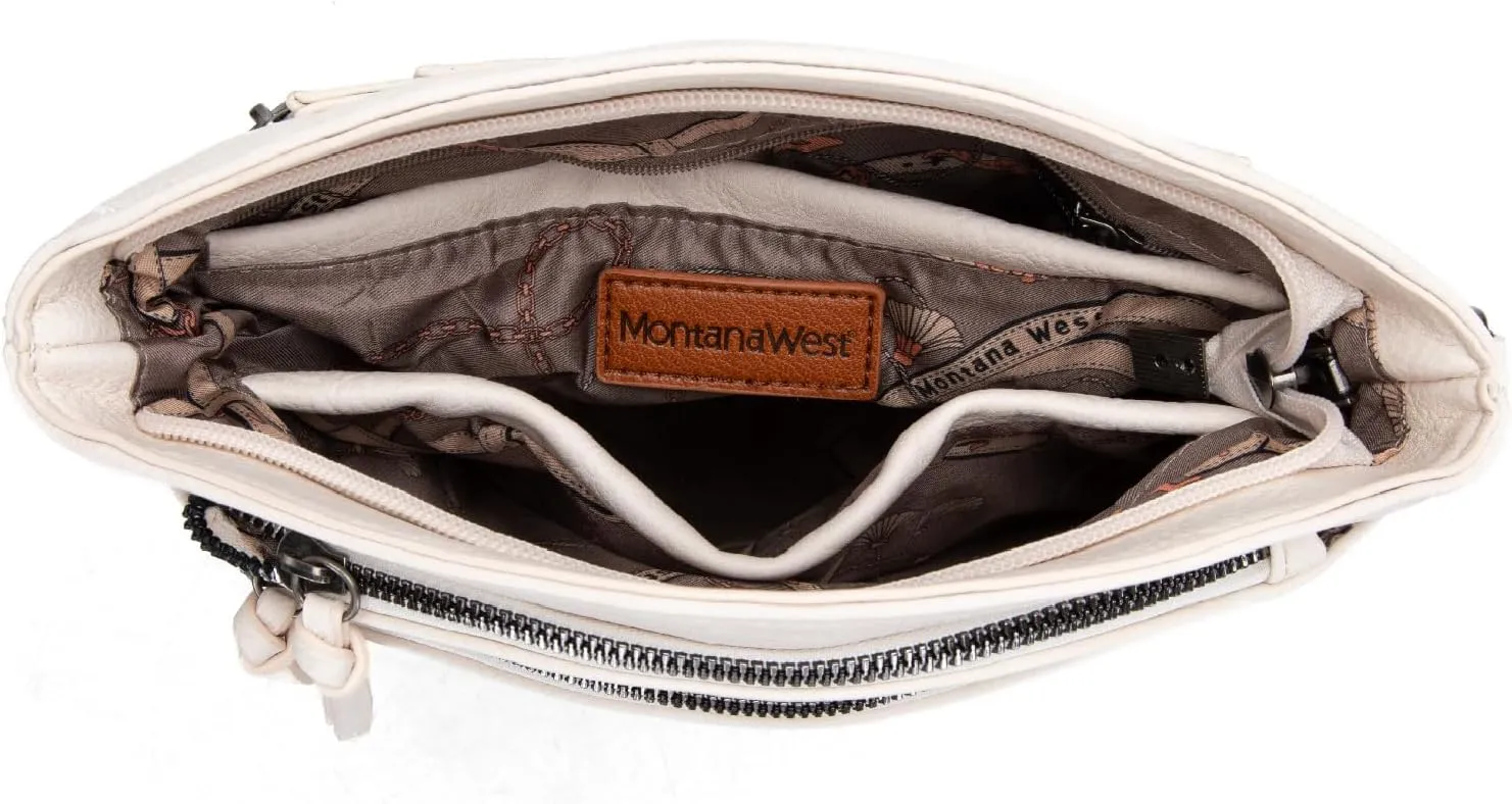 Montana West Multi Zip Pocket Large Crossbody Bag With Guitar Strap