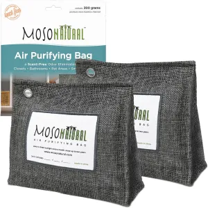 Moso Natural Air Purifying Bag 300g (10.58oz) Premium Bamboo Charcoal Odor Absorber for Home & Pet | Closet Odor Eliminator & Small Room Deodorizer | Charcoal Bags Last 2 Years | Unscented (2 Pack)