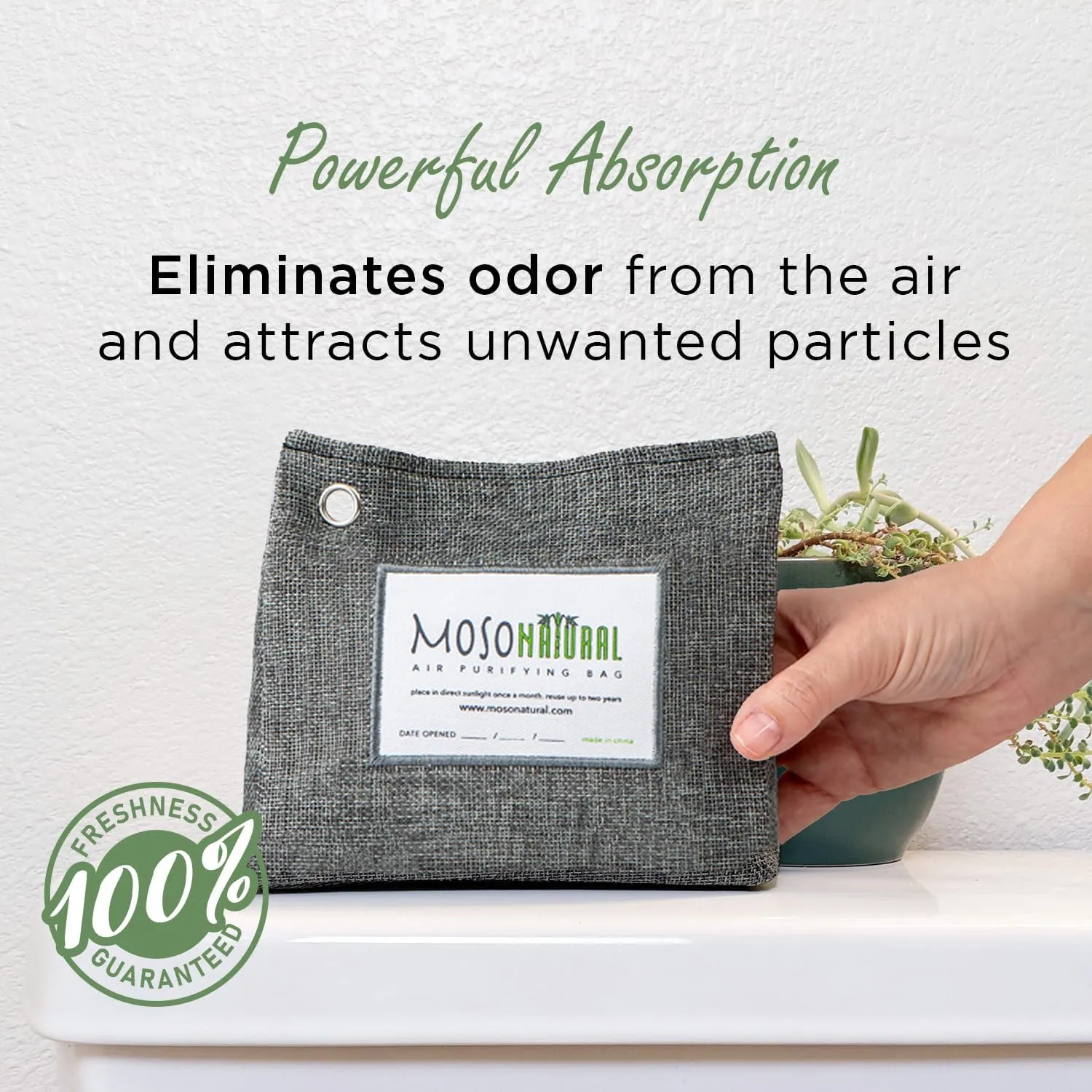 Moso Natural Air Purifying Bag 300g (10.58oz) Premium Bamboo Charcoal Odor Absorber for Home & Pet | Closet Odor Eliminator & Small Room Deodorizer | Charcoal Bags Last 2 Years | Unscented (5 Pack)