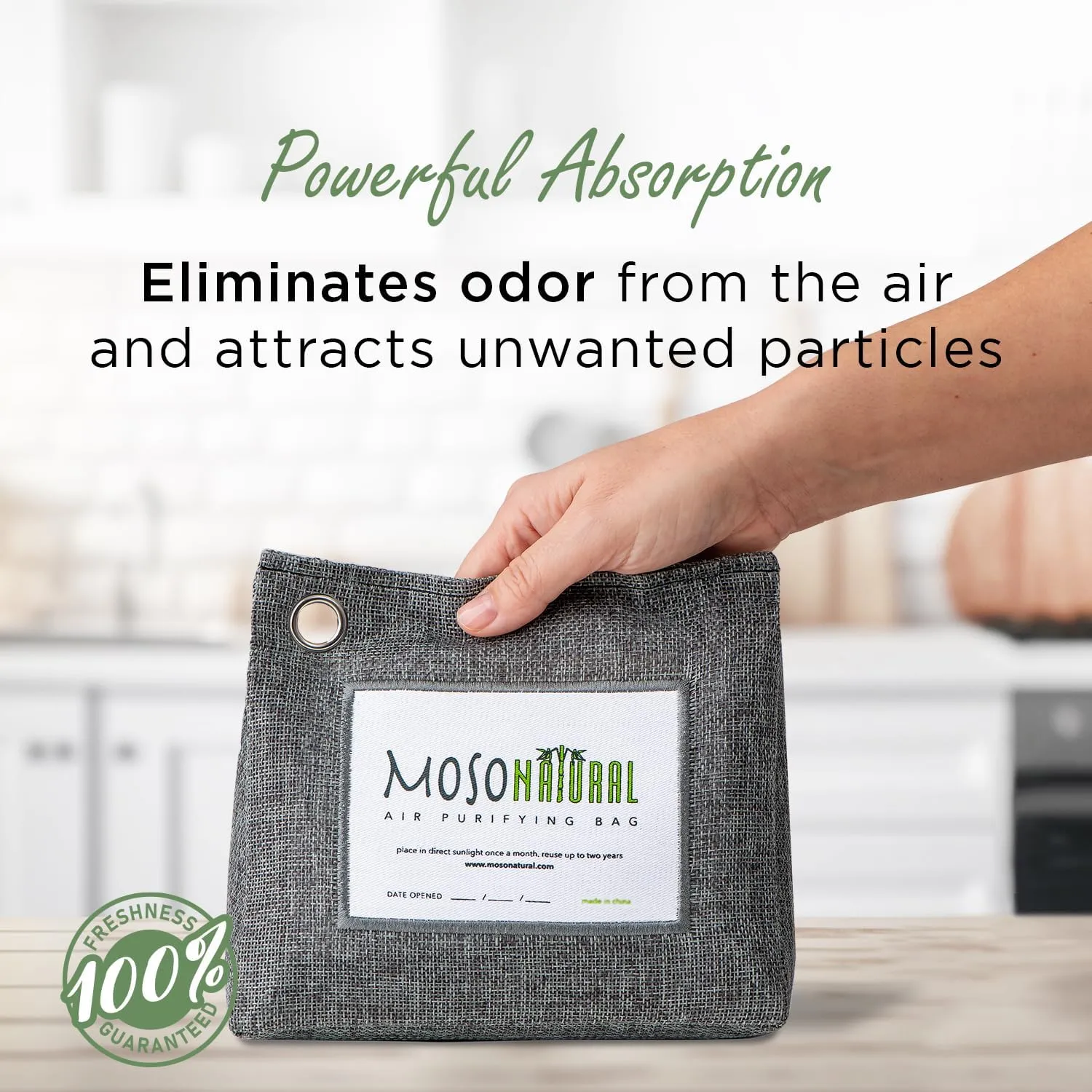 Moso Natural Air Purifying Bag 600g | Premium Bamboo Charcoal Odor Absorber | Room Deodorizer for Large Spaces, Bedroom, Kitchen, Basement | Pet Odor Eliminator for Home | Charcoal Bags (21 oz)