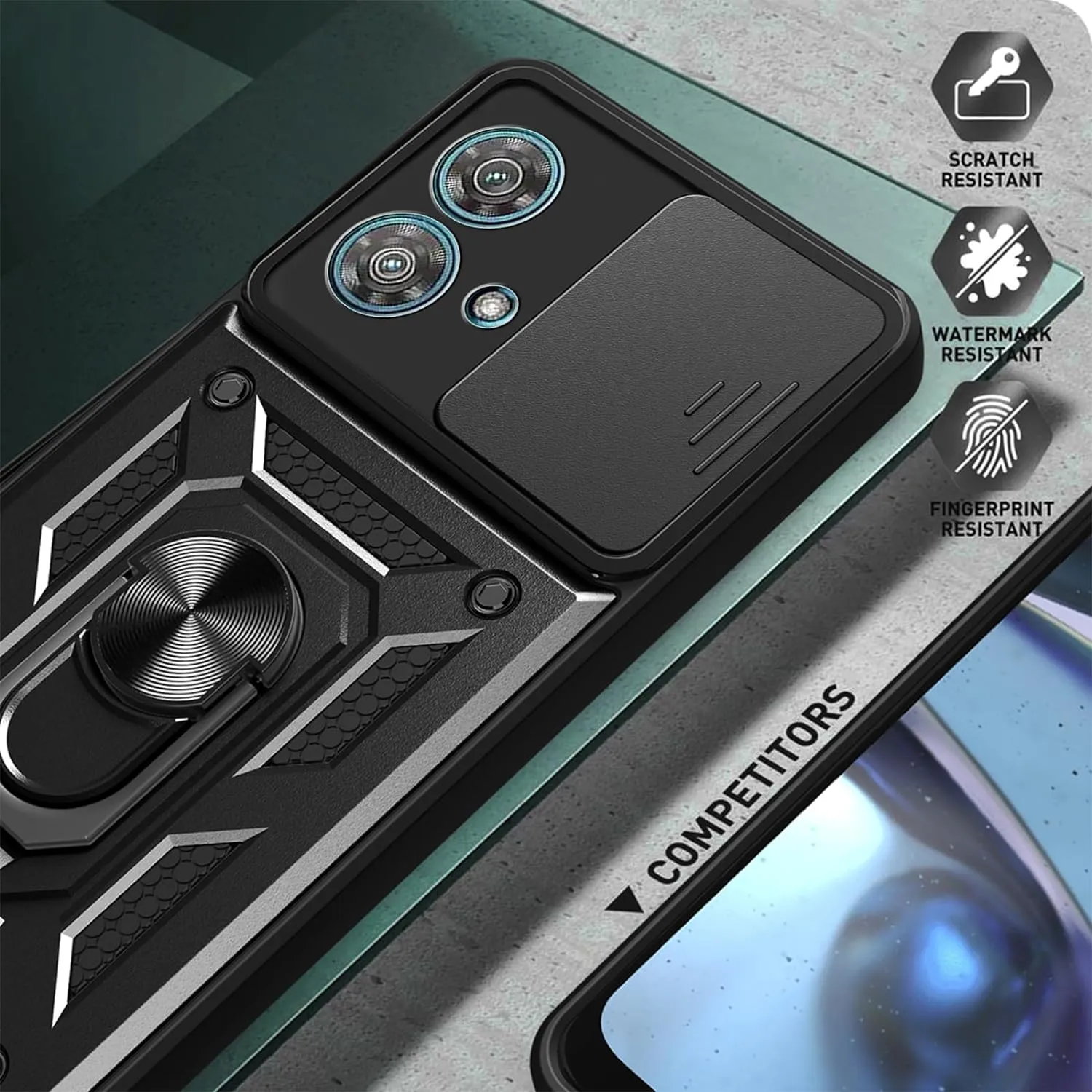 Motorola Edge 40/Neo/Pro Case Shockproof Ring Stand Phone Camera Lens Cover