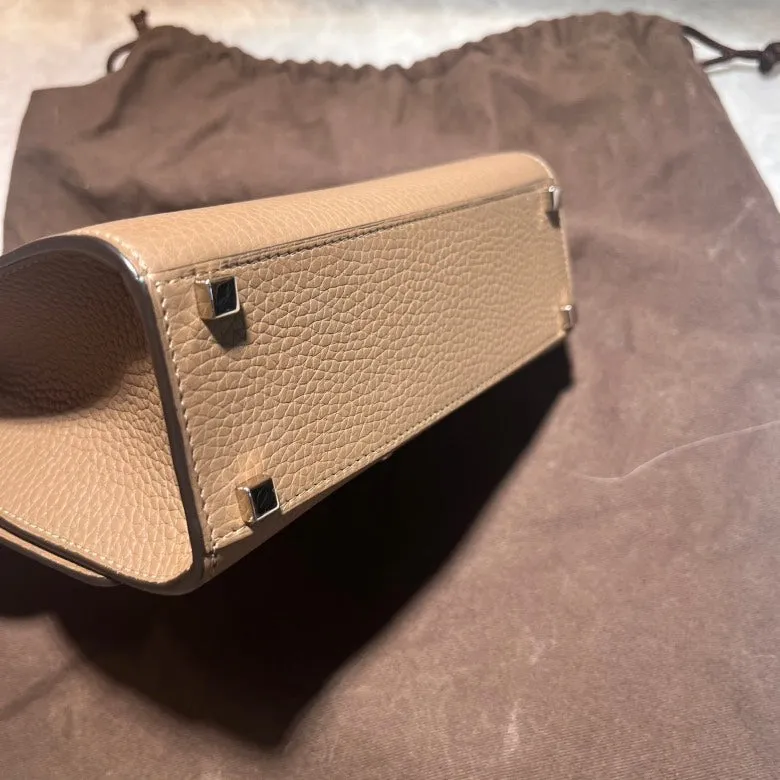 MOYNAT Gabrielle Taupe Leather Crossbody Bag