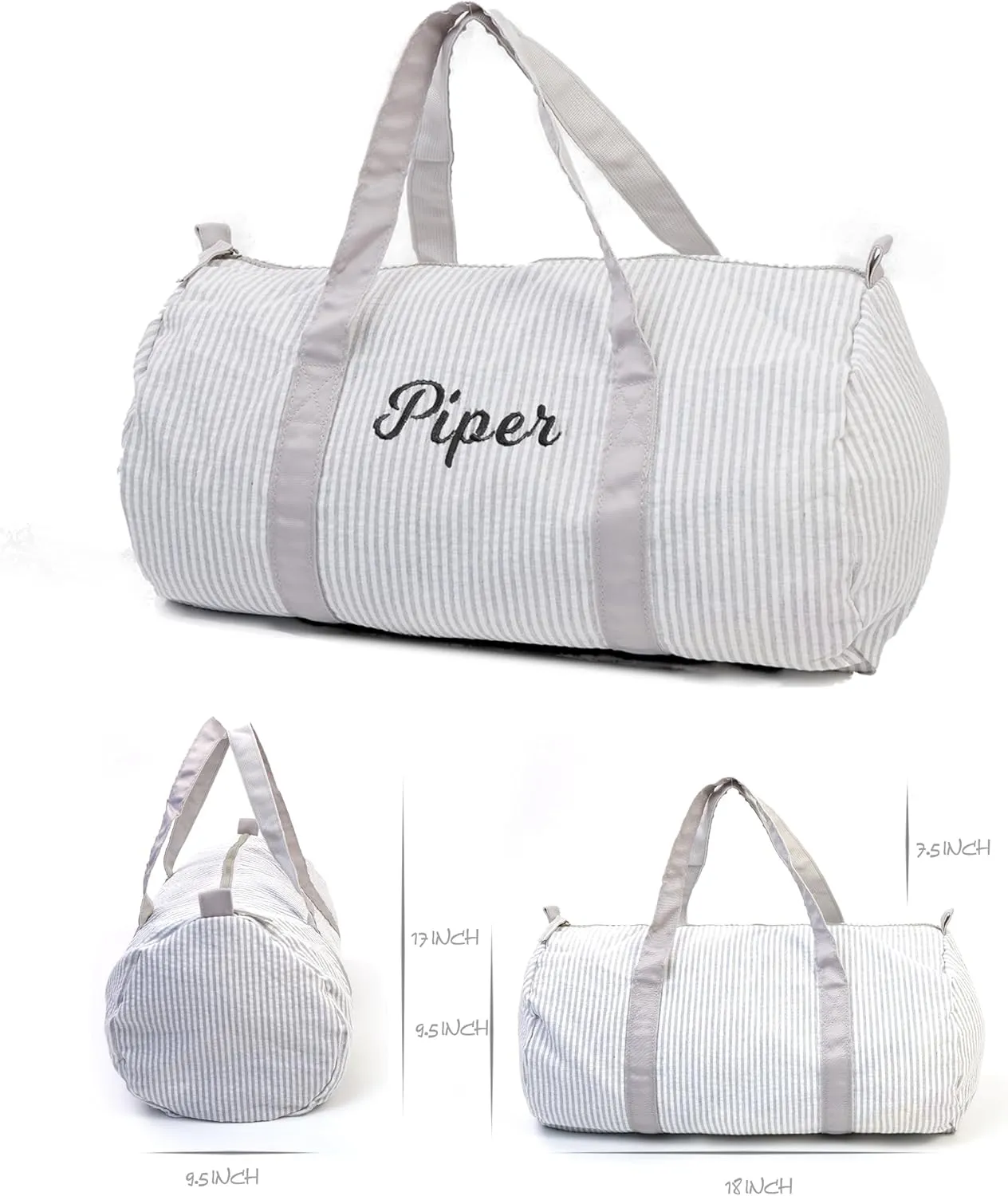 MT WORLD Daycare Backpacks Set,Personalized Seersucker Backpacks with Lunch boxes and Travel Duffel Bag, Seersucker Travel Daypack with Lunch Bag and Overnight Bag,Custom Overnight Daycare Bag Set