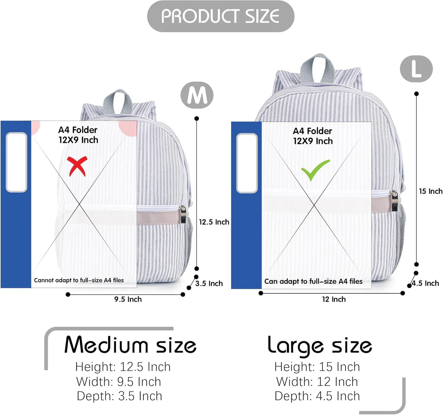 MT WORLD Daycare Backpacks Set,Personalized Seersucker Backpacks with Lunch boxes and Travel Duffel Bag, Seersucker Travel Daypack with Lunch Bag and Overnight Bag,Custom Overnight Daycare Bag Set