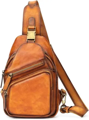 Multi-Functional Chest Bag Single Shoulder Crossbody Bag Large Capacity Sports Bag(Orange)