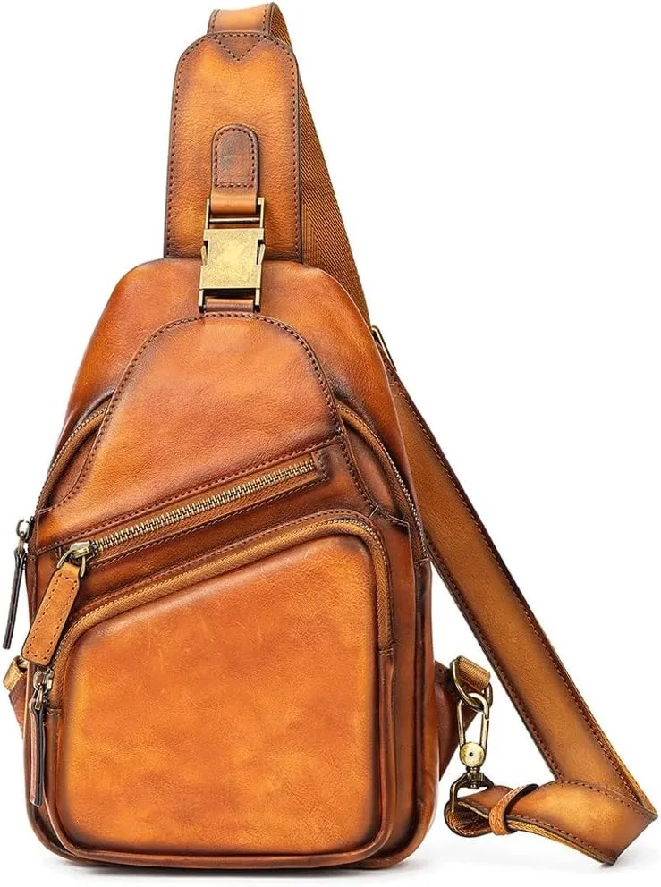 Multi-Functional Chest Bag Single Shoulder Crossbody Bag Large Capacity Sports Bag(Orange)