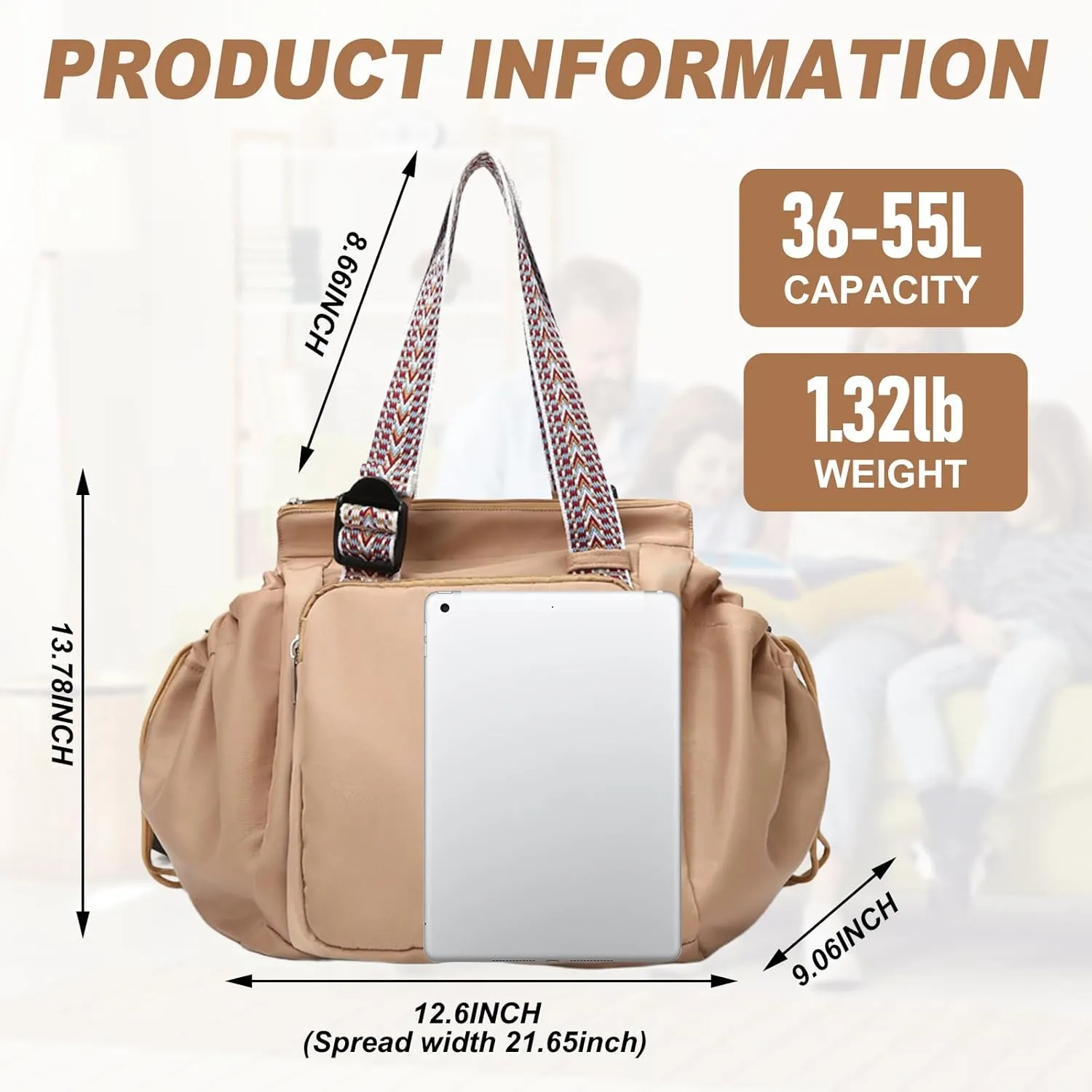 Multifunctional Travel Organizer Bag for Ladies - Doubles as a Stylish Backpack, Crossbody and Shoulder Bag, Boasts Great Storage Capacity(Khaki)