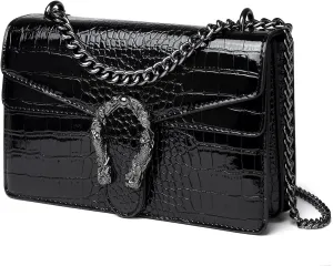 MYHOZEE Crossbody Bags for Women - Snake Printed Clutch Purses Leather Chain Shoulder Bags Evening Handbags