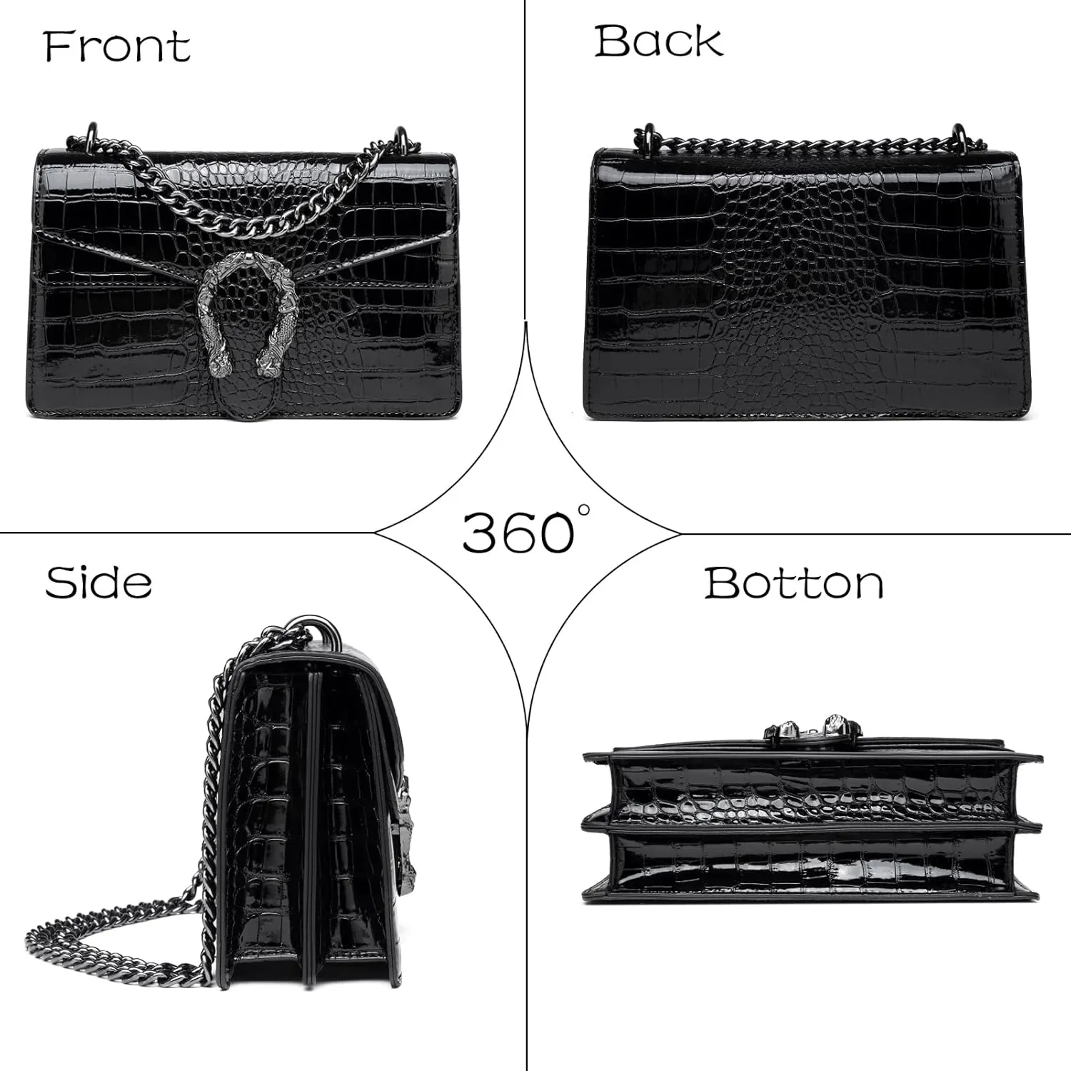 MYHOZEE Crossbody Bags for Women - Snake Printed Clutch Purses Leather Chain Shoulder Bags Evening Handbags
