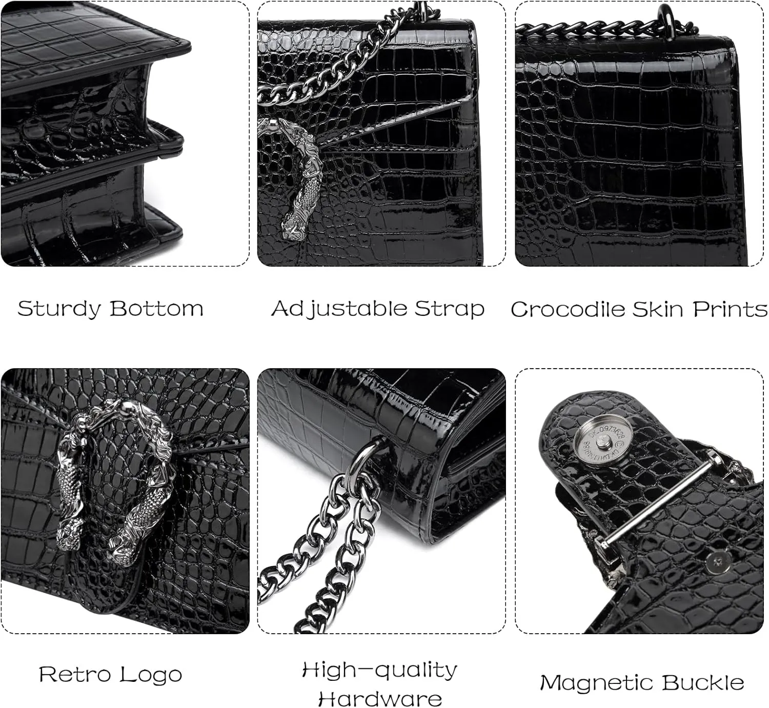 MYHOZEE Crossbody Bags for Women - Snake Printed Clutch Purses Leather Chain Shoulder Bags Evening Handbags