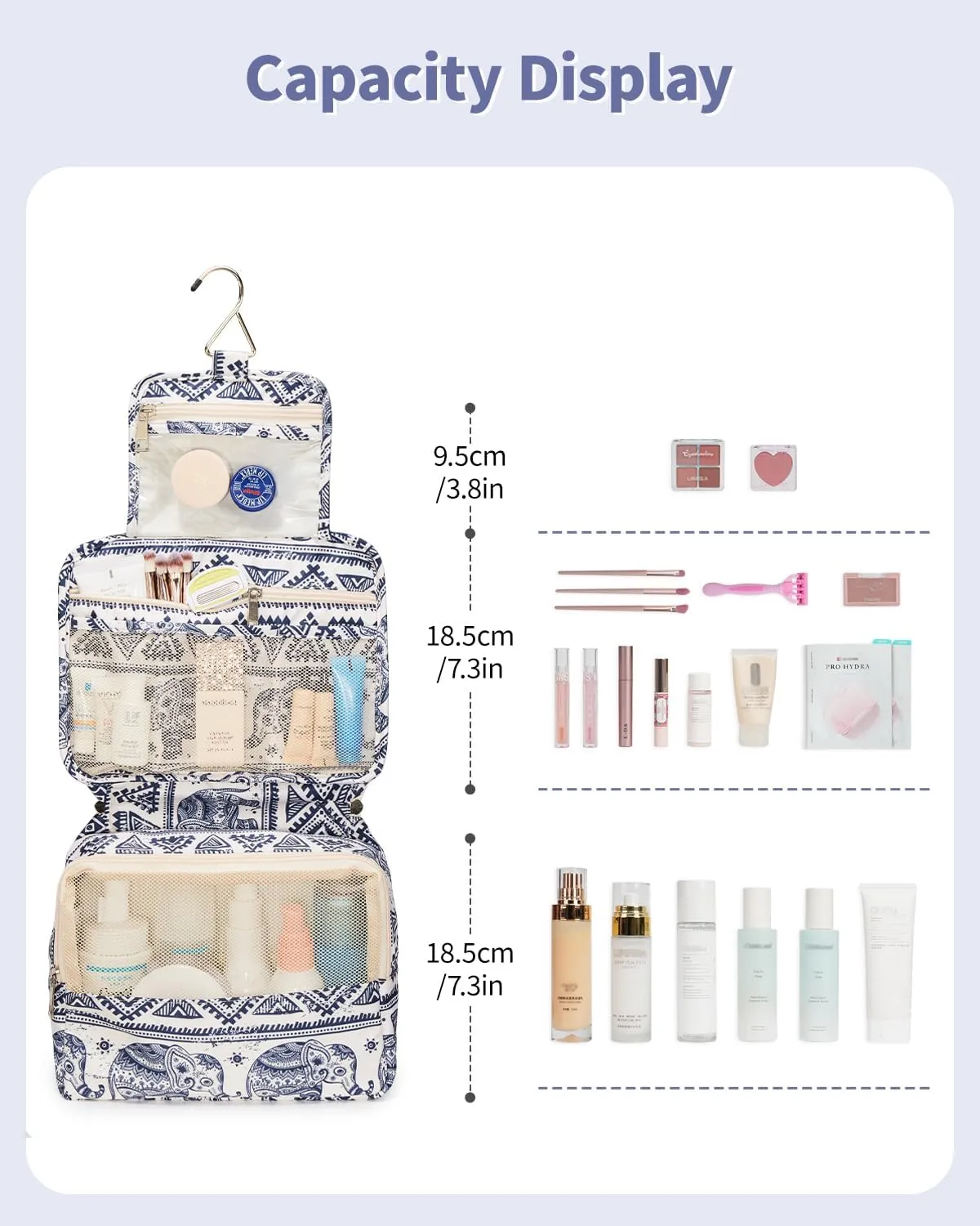 Narwey Hanging Travel Toiletry Bag Cosmetic Make up Organizer for Women and Girls Waterproof