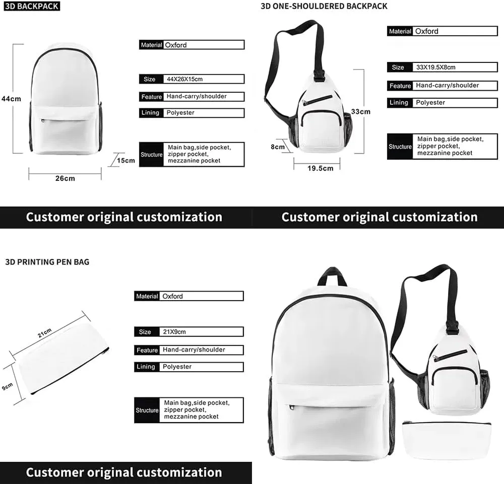 Nate Jackson World Tour Backpack 3 Pieces Sets Cosplay 3D Crossbody Bag Fashion Travel Bag (Brown)