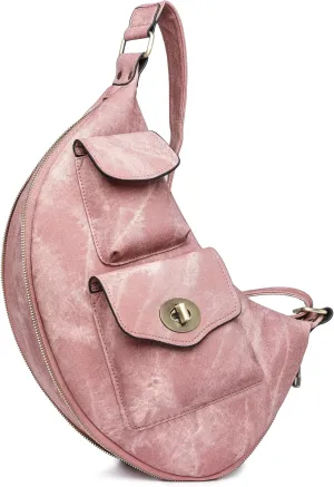 Nefelibata Small Sling Backpack Sling Bag for Women Men, Chest Bag Fanny Pack CrossBody Bags for Travel Hiking Running(Glamour Pink)