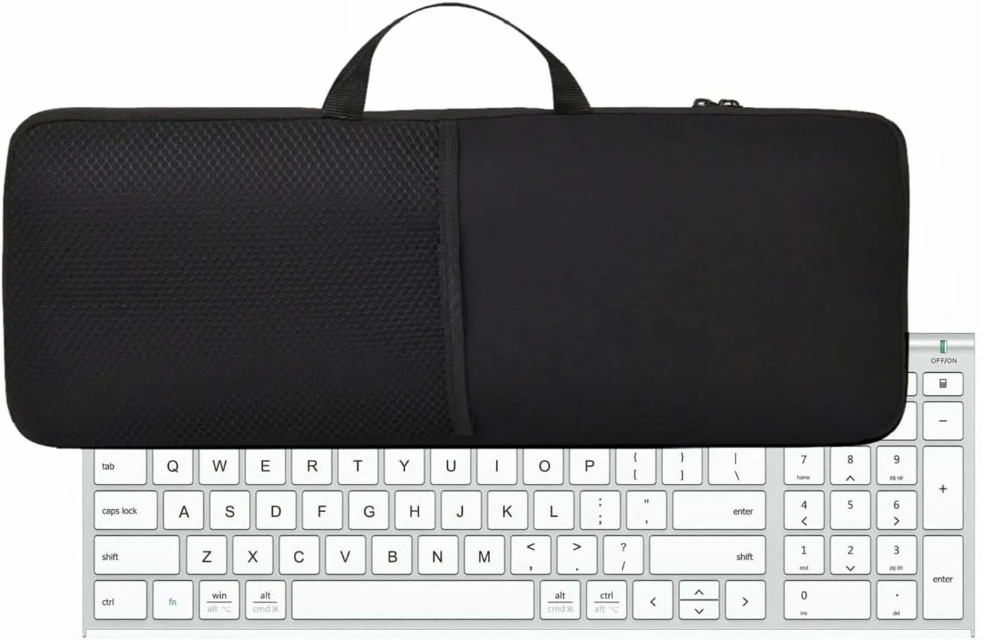 Neoprene Bluetooth Keyboard Case Compatible with iClever BK10 Bluetooth Keyboard and Mouse Set-Waterproof, Dustproof, Shockproof, Foldable & Portable Storage Bag with Handle and Mouse Pocket
