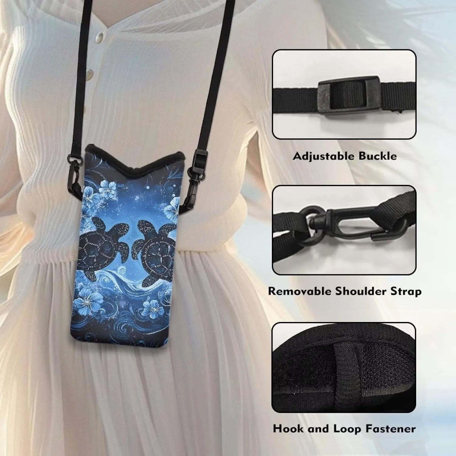 Neoprene Small Crossbody Bag with Adjustable Strap Water-Resistant Portable Cellphone Pouch for Travel, Outings