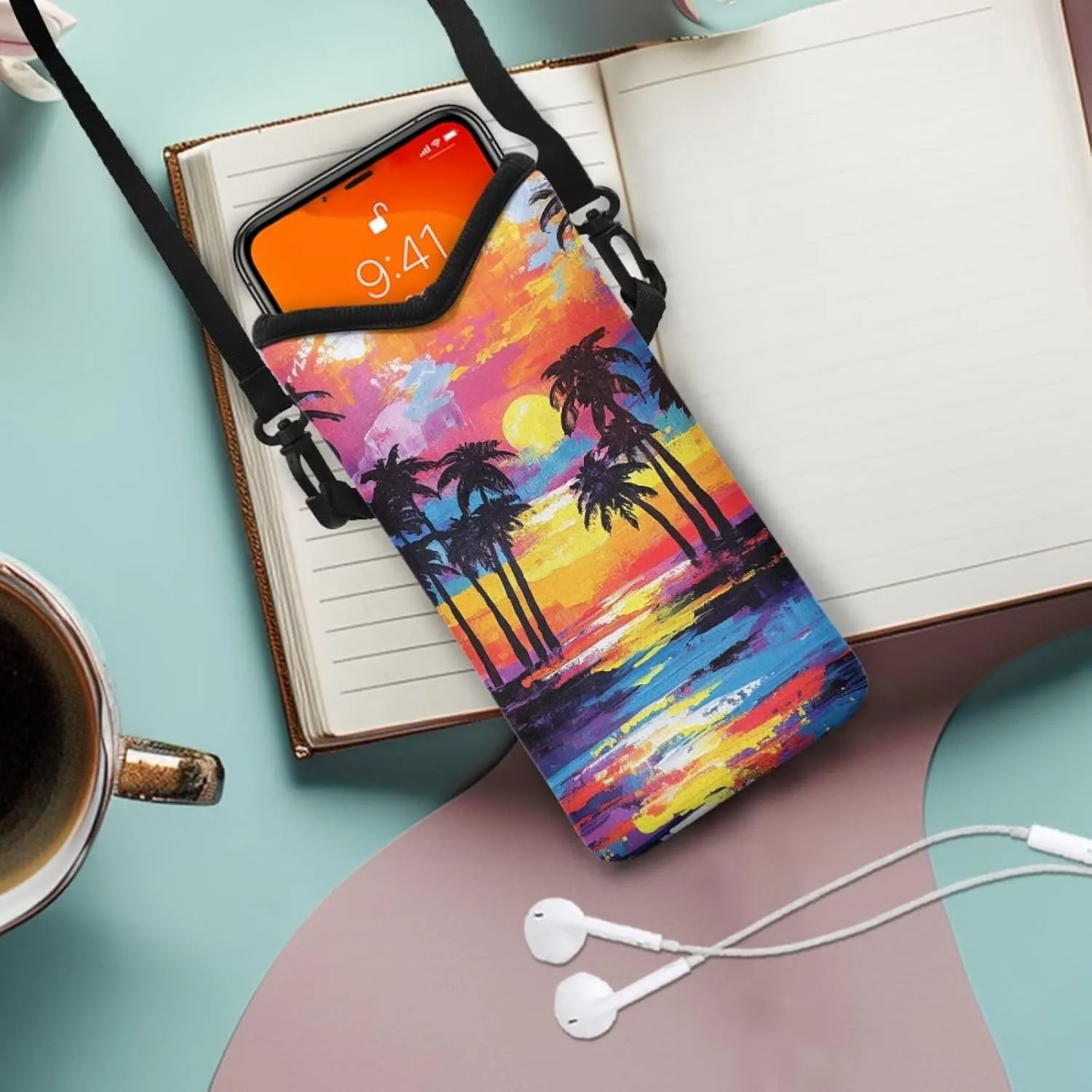 Neoprene Small Crossbody Bag with Adjustable Strap Water-Resistant Portable Cellphone Pouch for Travel, Outings