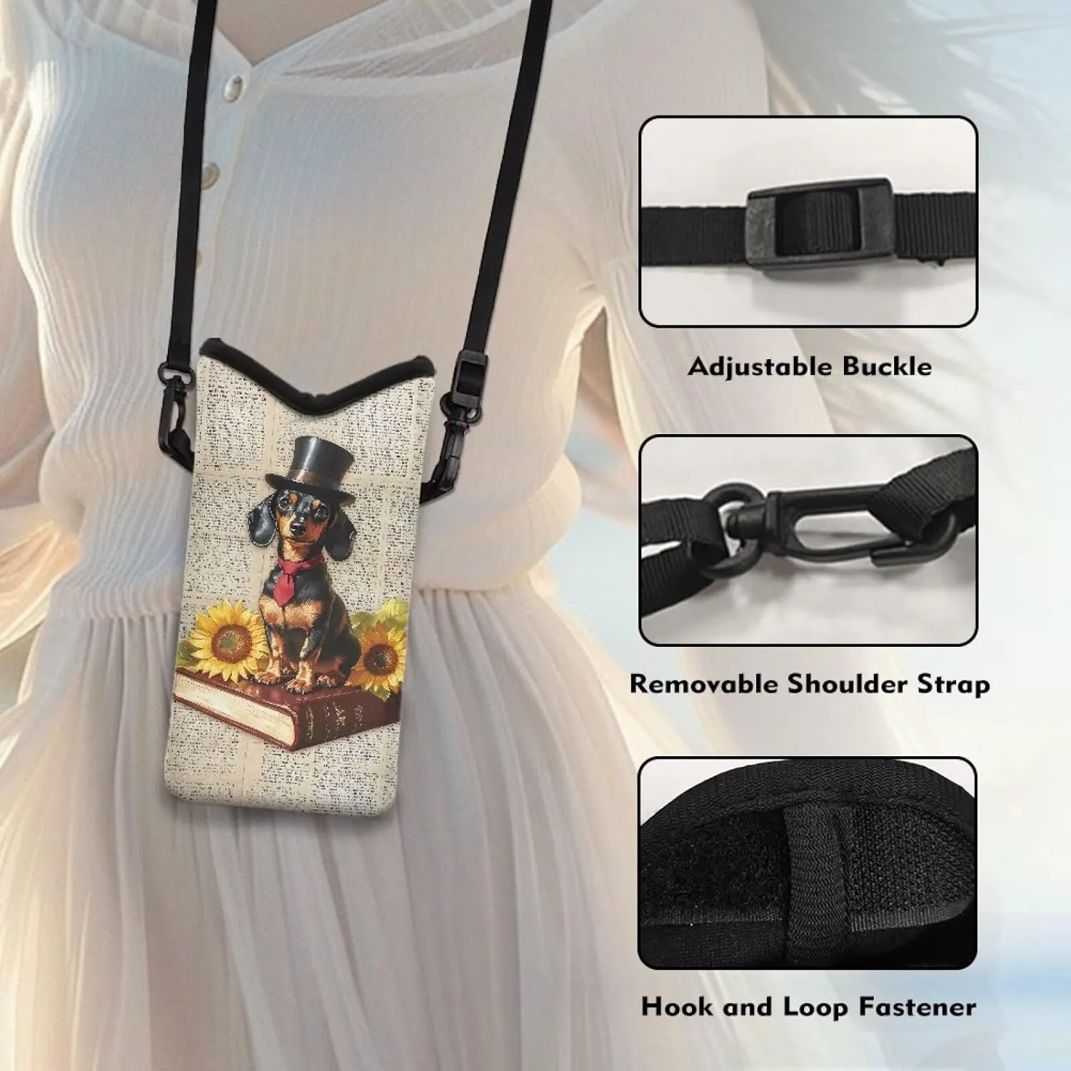 Neoprene Small Crossbody Bag with Adjustable Strap Water-Resistant Portable Cellphone Pouch for Travel, Outings