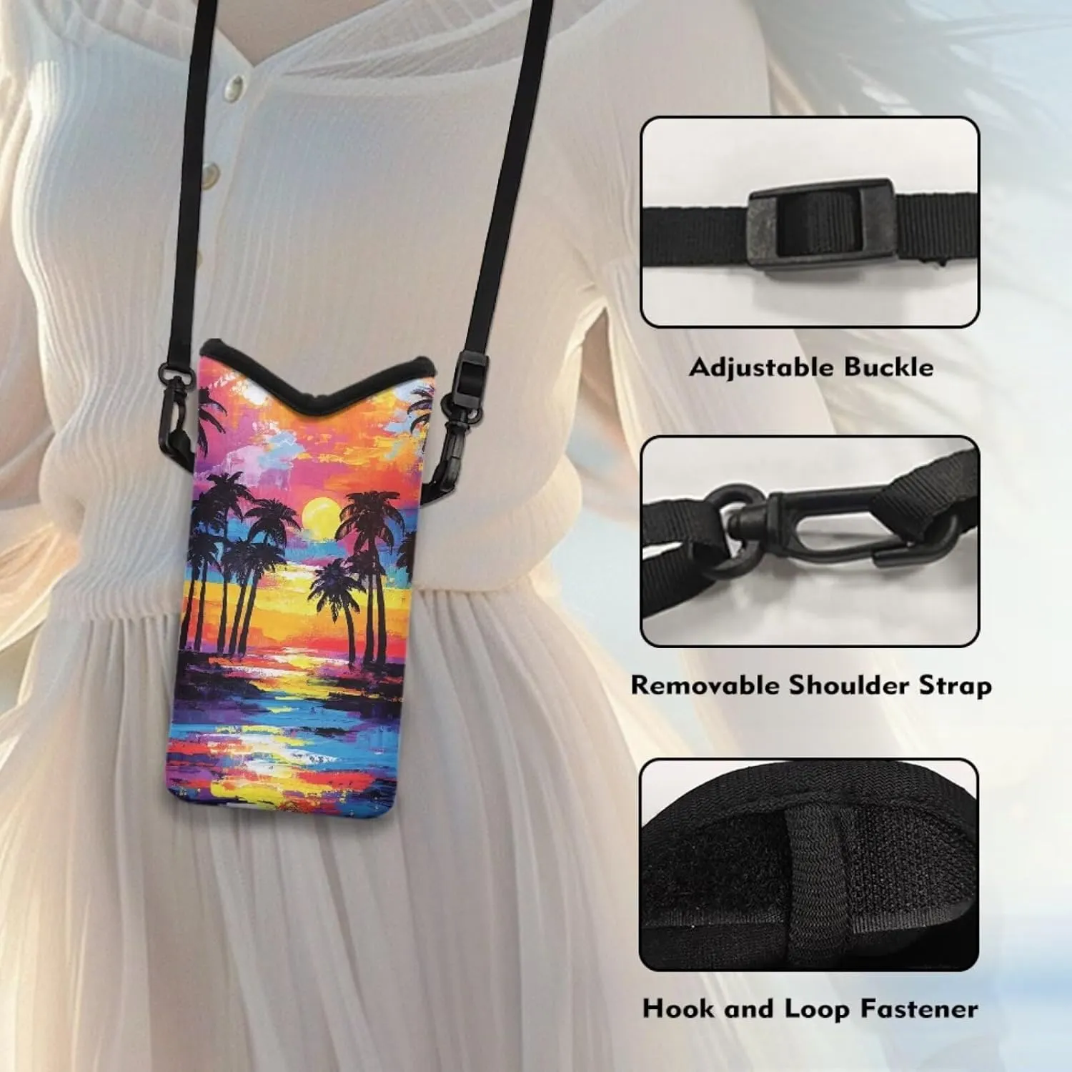 Neoprene Small Crossbody Bag with Adjustable Strap Water-Resistant Portable Cellphone Pouch for Travel, Outings