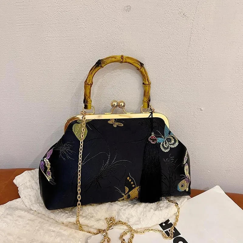 New Chinese Style Chinese Style Embroidery Bag Chain Shoulder Bag Crossbody Bag-Purple