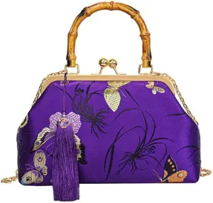 New Chinese Style Chinese Style Embroidery Bag Chain Shoulder Bag Crossbody Bag-Purple