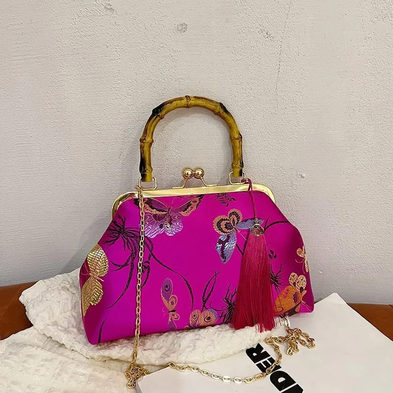 New Chinese Style Chinese Style Embroidery Bag Chain Shoulder Bag Crossbody Bag-Purple