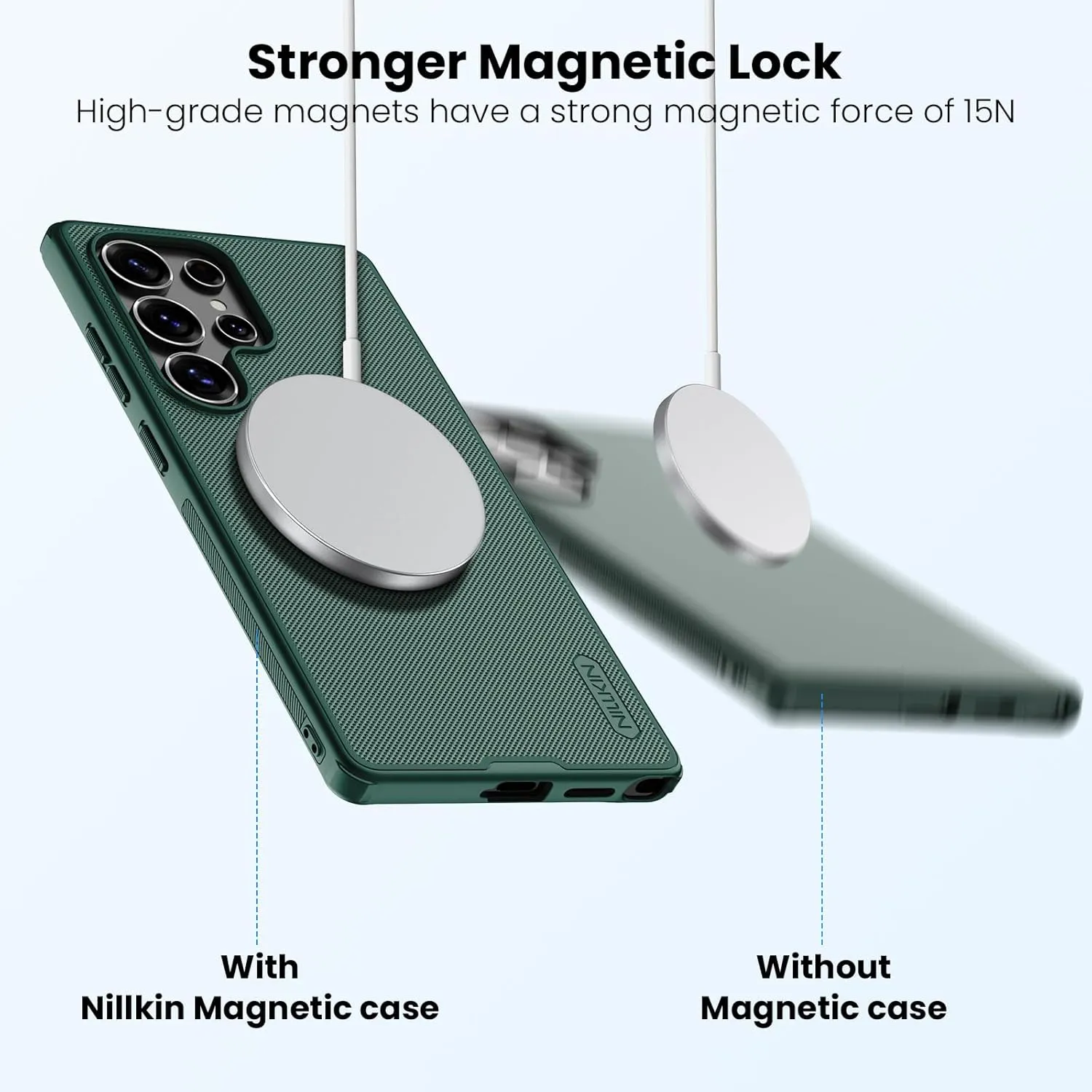 Nillkin Magnetic Shockproof for Samsung Galaxy S25 Ultra Case Magsafe, [Military-Grade Protection] [Anti-Scratch & Slip] [Compatible with MagSafe] Slim Case for Galaxy S25 Ultra Case Magsafe, Green
