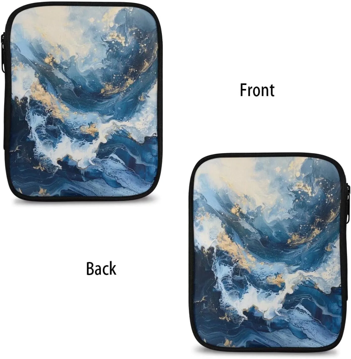 Noprintge Blue Marble Print Crochet Hook Organizer Case, Square Knitting Needle Storage Bag, Travel Organizer Bag for Crochet Hook and Knitting Accessories (No Accessories Included)