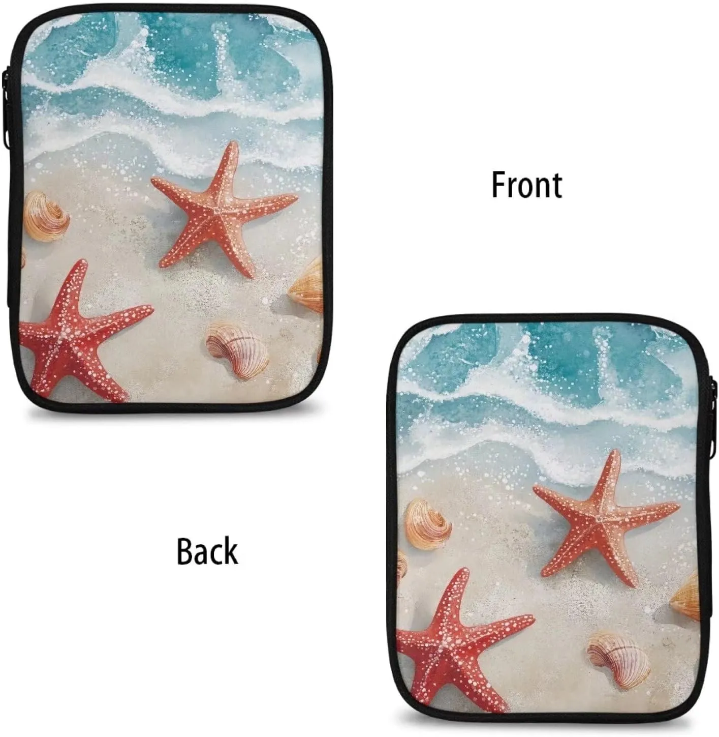 Noprintge Seaside Beach Starfish Print Crochet Hook Organizer Case, Square Knitting Needle Storage Bag, Travel Organizer Bag for Crochet Hook and Knitting Accessories (No Accessories Included)