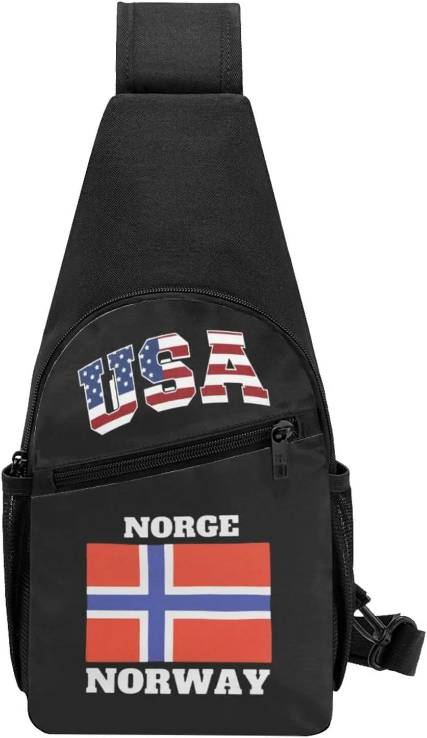 Norge Norway Flag,Casual one-shoulder crossbody chest bag, fashionable crossbody chest bag