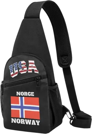 Norge Norway Flag,Casual one-shoulder crossbody chest bag, fashionable crossbody chest bag