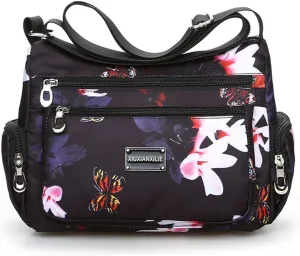 NOTAG Crossbody Bags for Women Nylon Shoulder Bag Floral Multi-Pocket Purses and Handbags