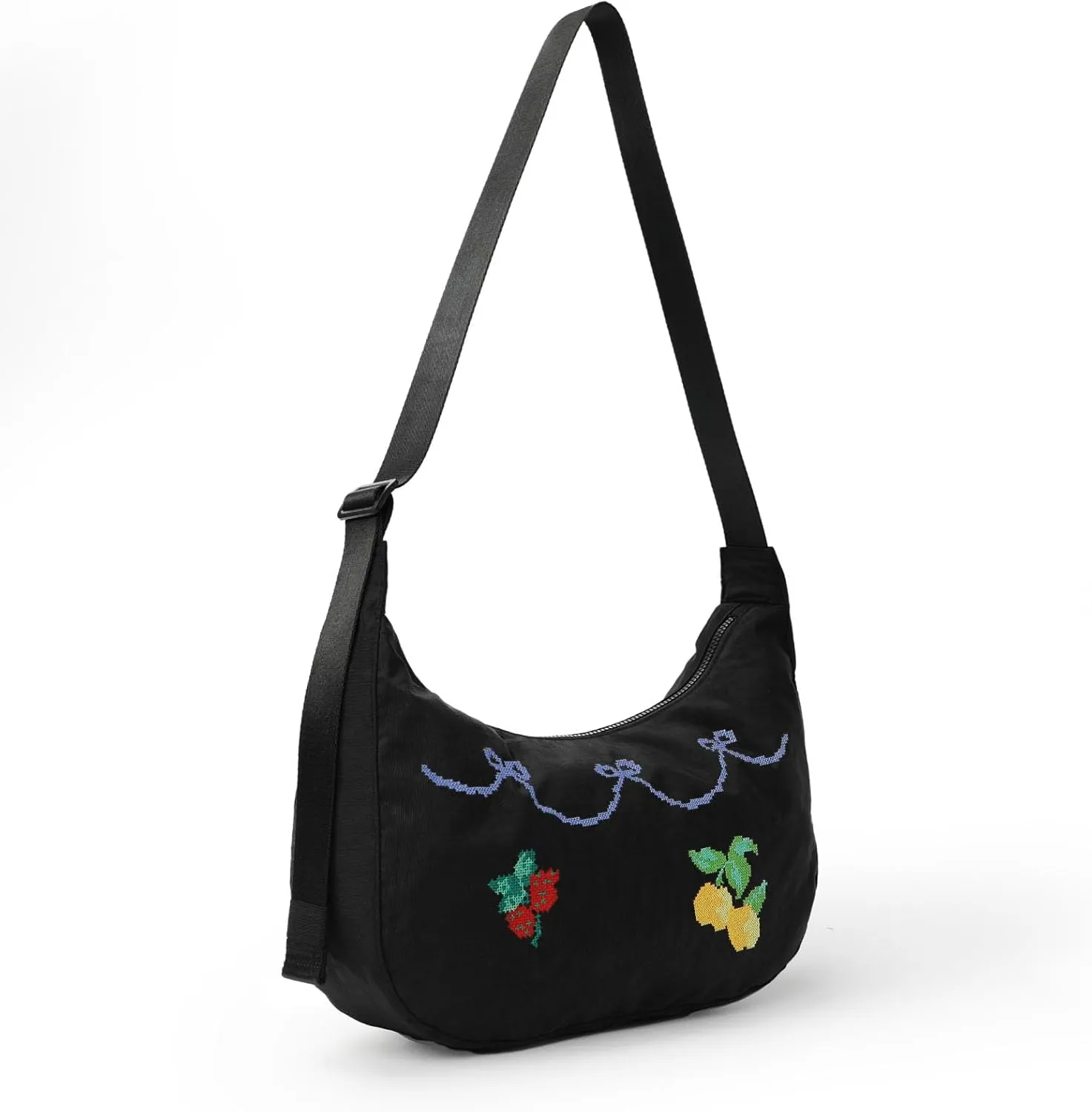 Nylon Crescent Bag - Casual Shoulder Crossbody with Adjustable Strap & Dual Interior Pockets