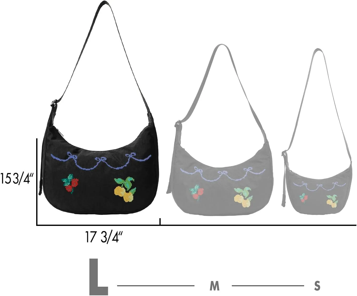 Nylon Crescent Bag - Casual Shoulder Crossbody with Adjustable Strap & Dual Interior Pockets