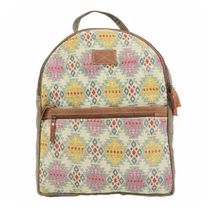 OHLAY KB140 Backpack Upcycled Canvas Genuine Leather women bag western handbag purse
