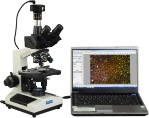 OMAX M837L Series Trinocular Oil Darkfield Microscope & 9MP USB 2.0 Digital Camera - 40X-2500X - Coaxial Compound Microscope with LED Light